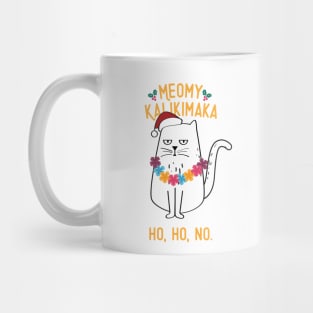 Meowy Kalikimaka - Funny White Cat Christmas Mug